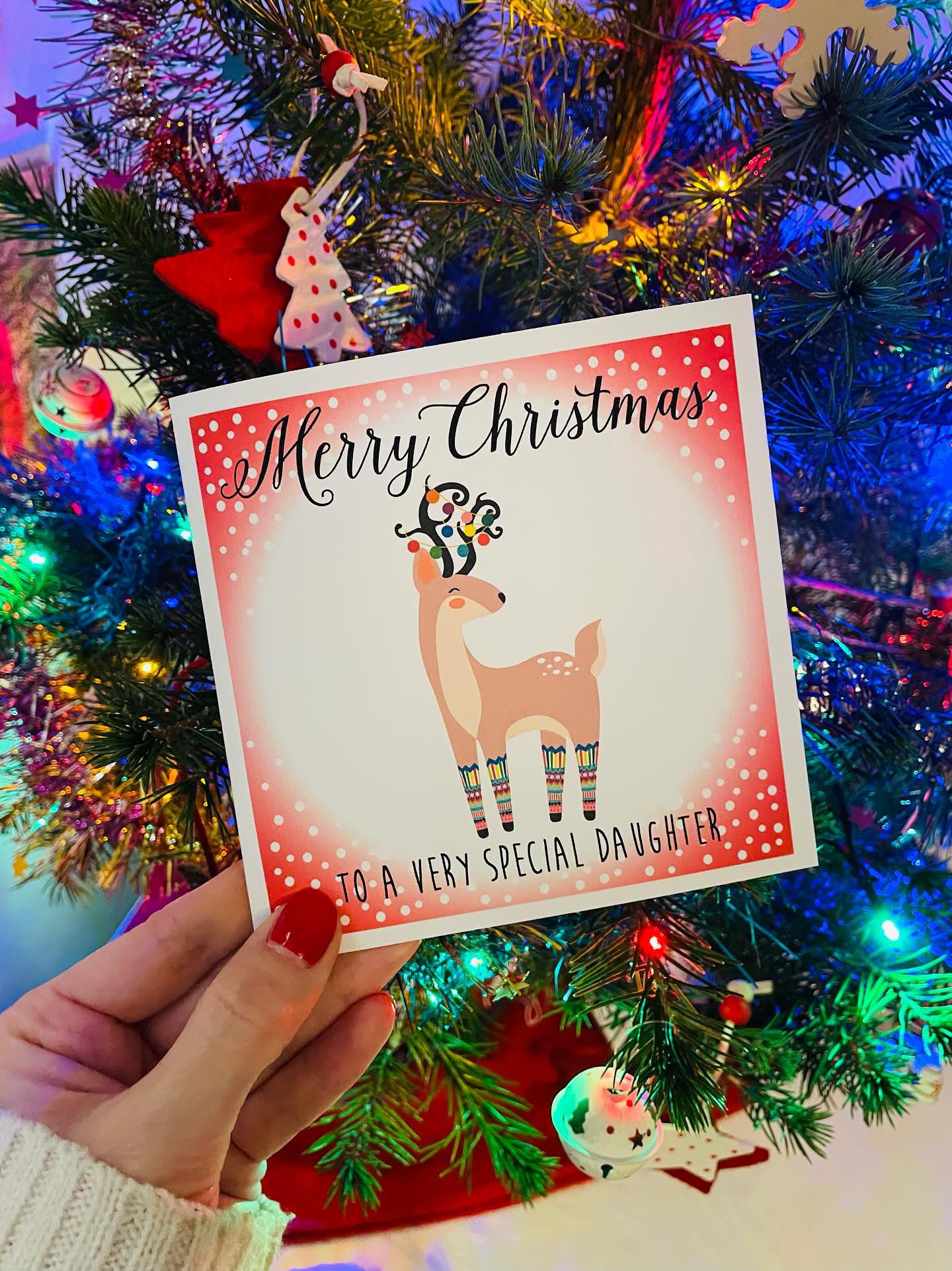 Festive Reindeer Merry Christmas Personalised Card