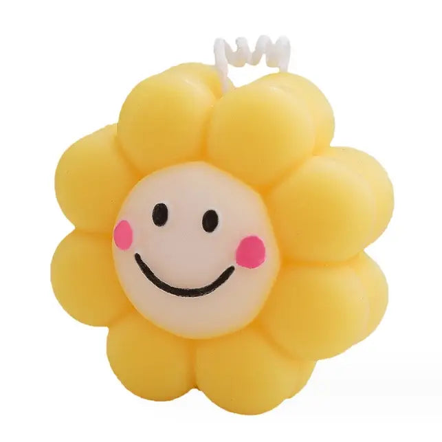 Smiley Sunflower Candle (Yellow)