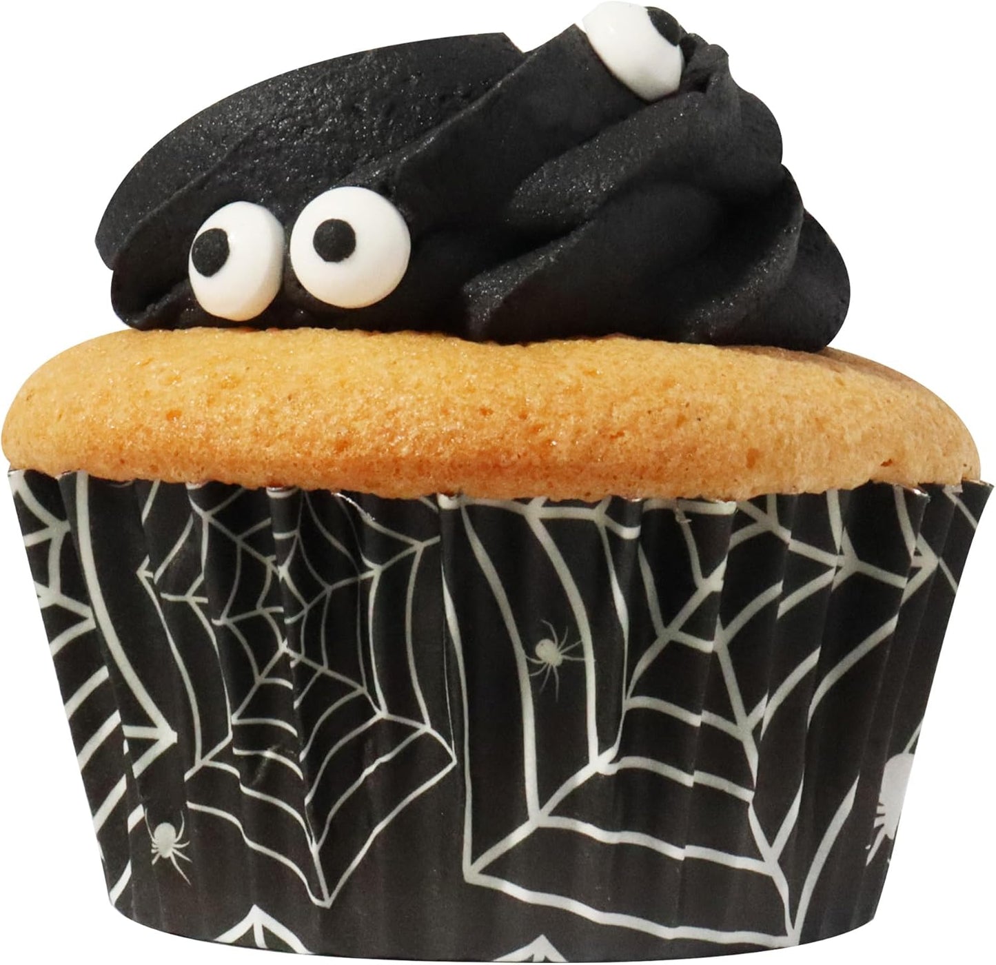 Spooky Halloween cupcake recipe card with 'blood' filling