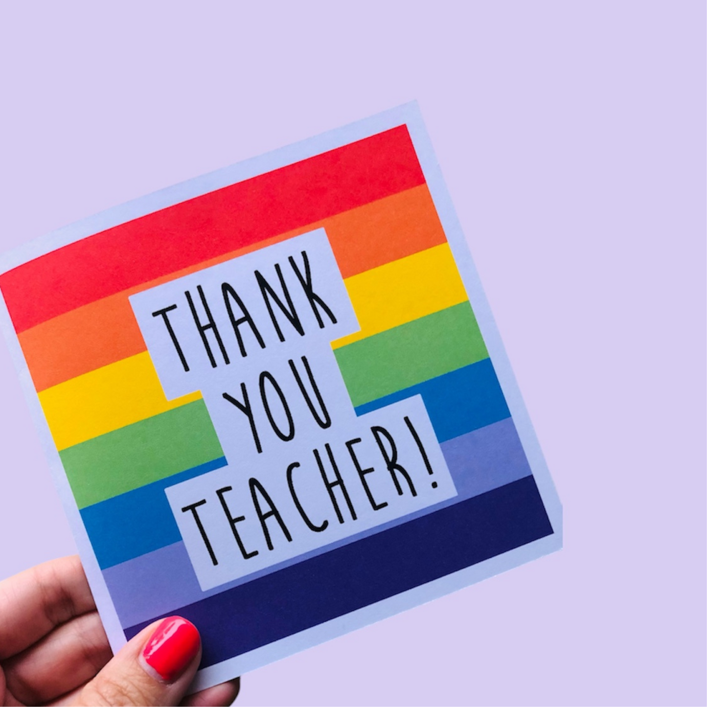 Personalised Thank You Teacher Card - Rainbow