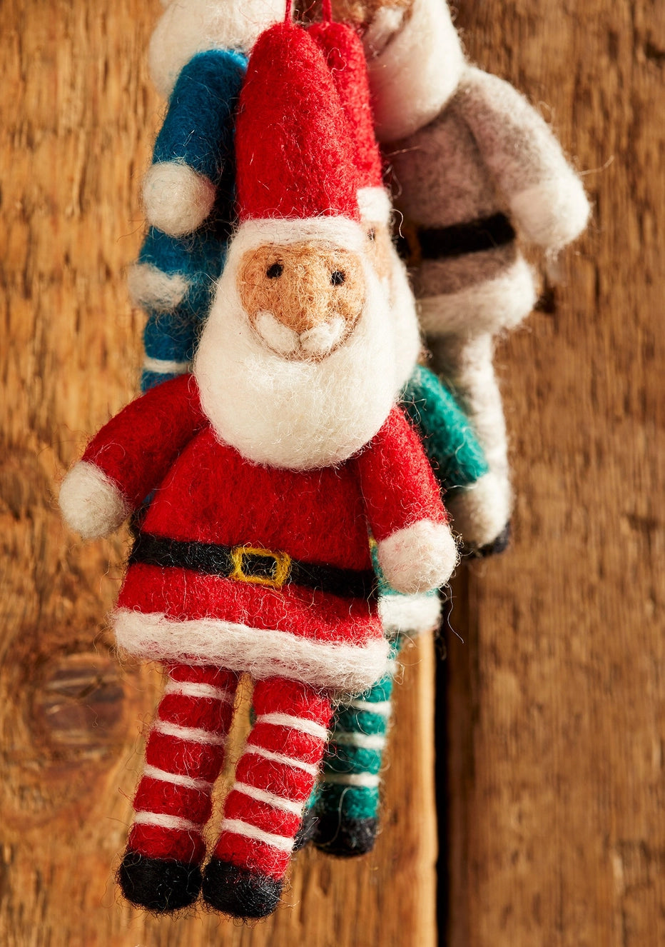 Hanging Felt Santa with Stripey Legs (Individual)