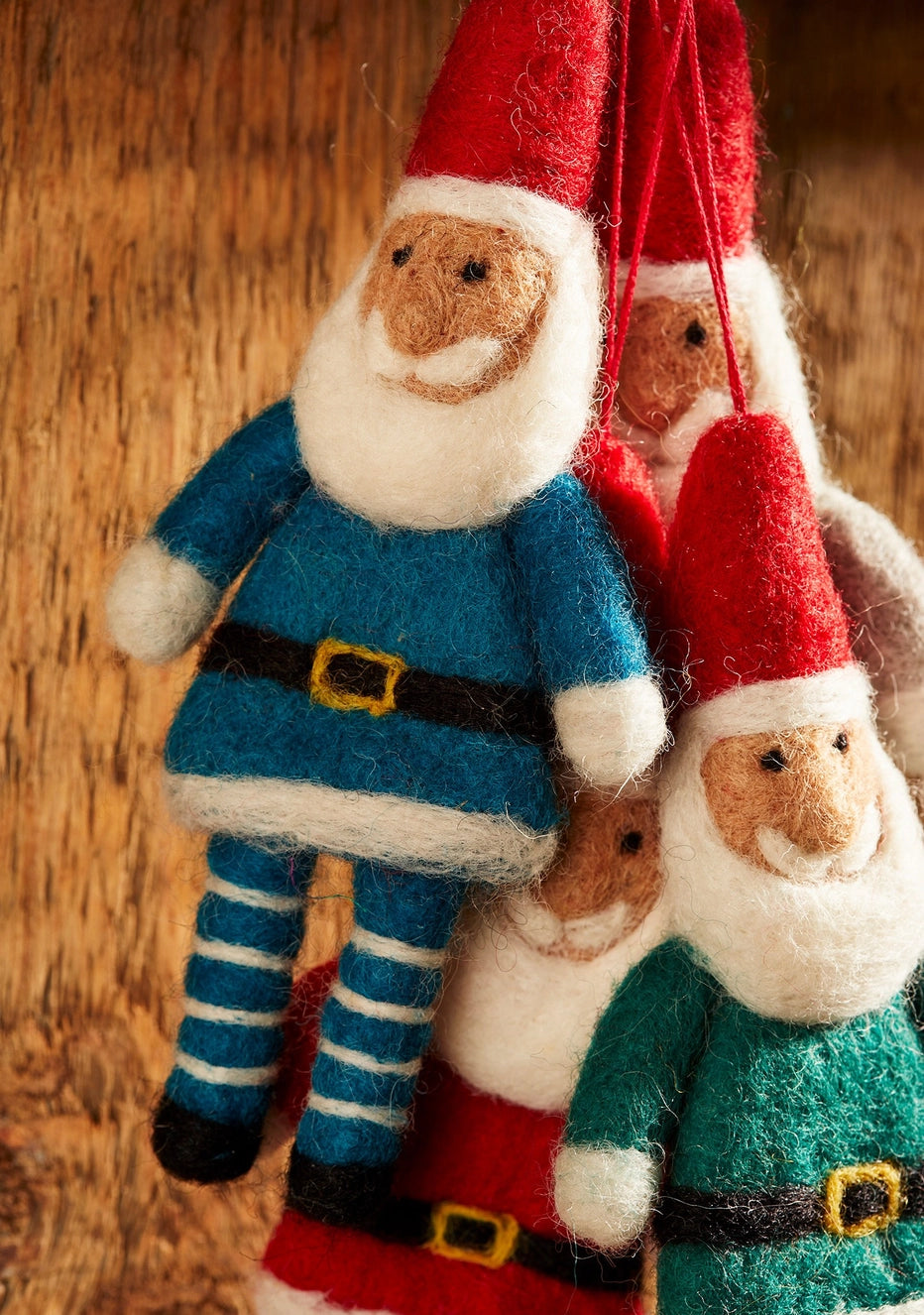 Hanging Felt Santa with Stripey Legs (Individual)