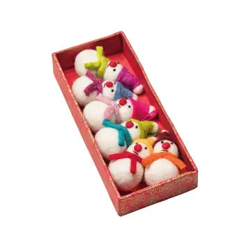 Set of 6 Mini Hanging Felt Snowmen Decorations
