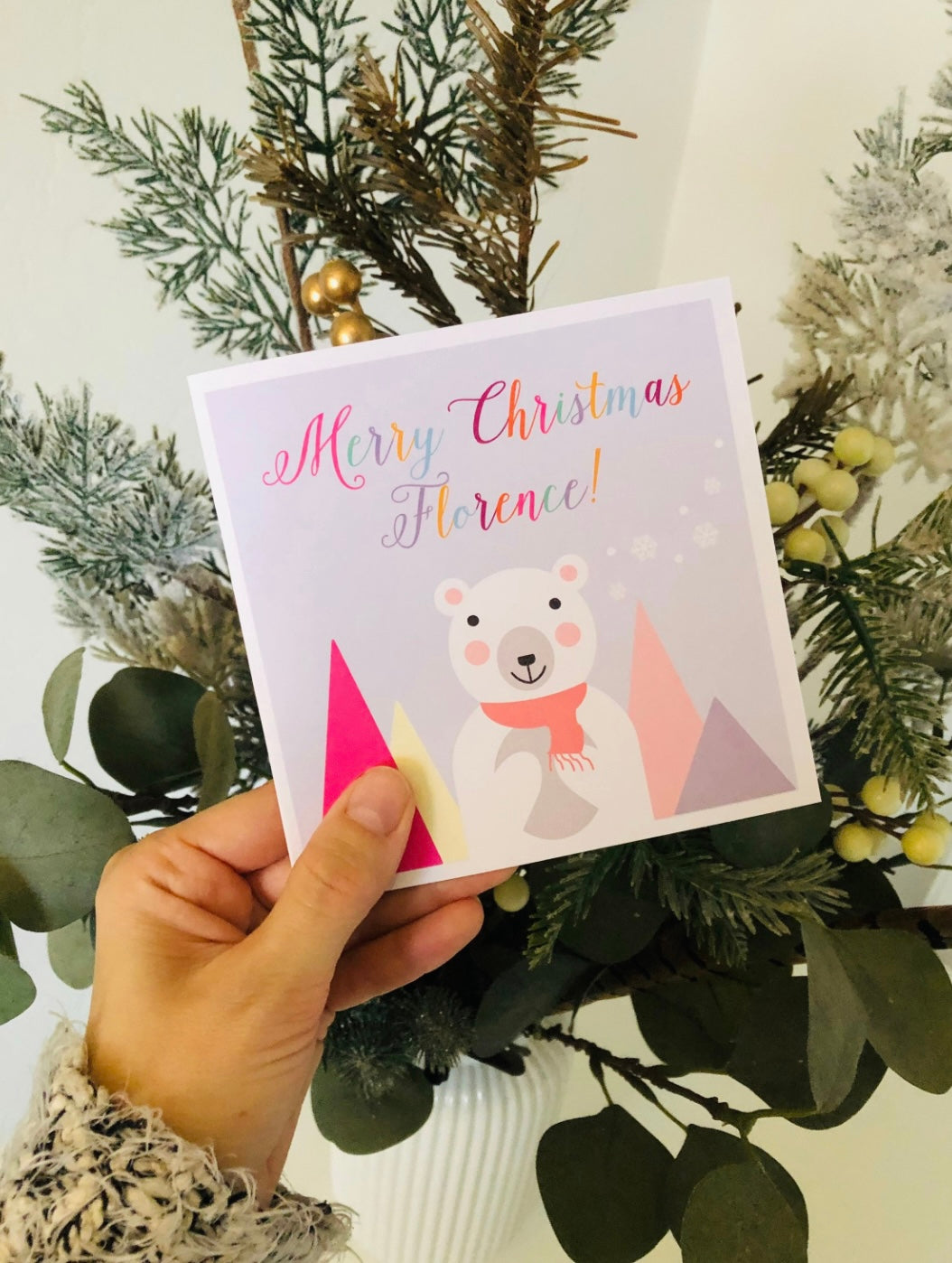 Festive Polar Bear Merry Christmas Card
