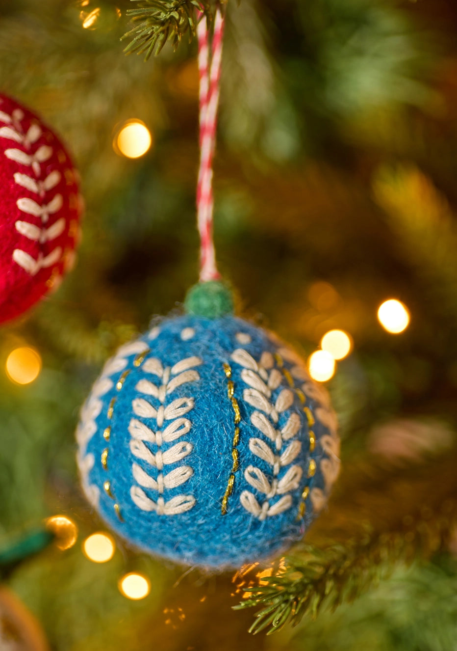 Embroidered Felt Christmas Baubles (Individual)