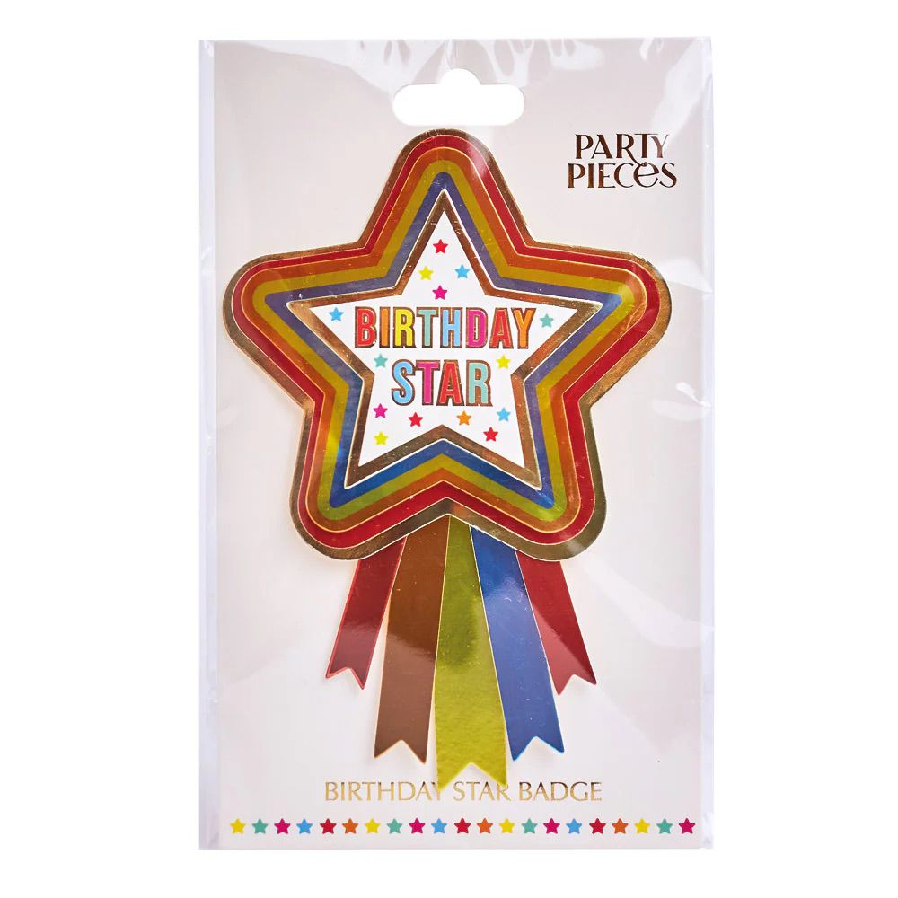 Happy birthday star rosette badge