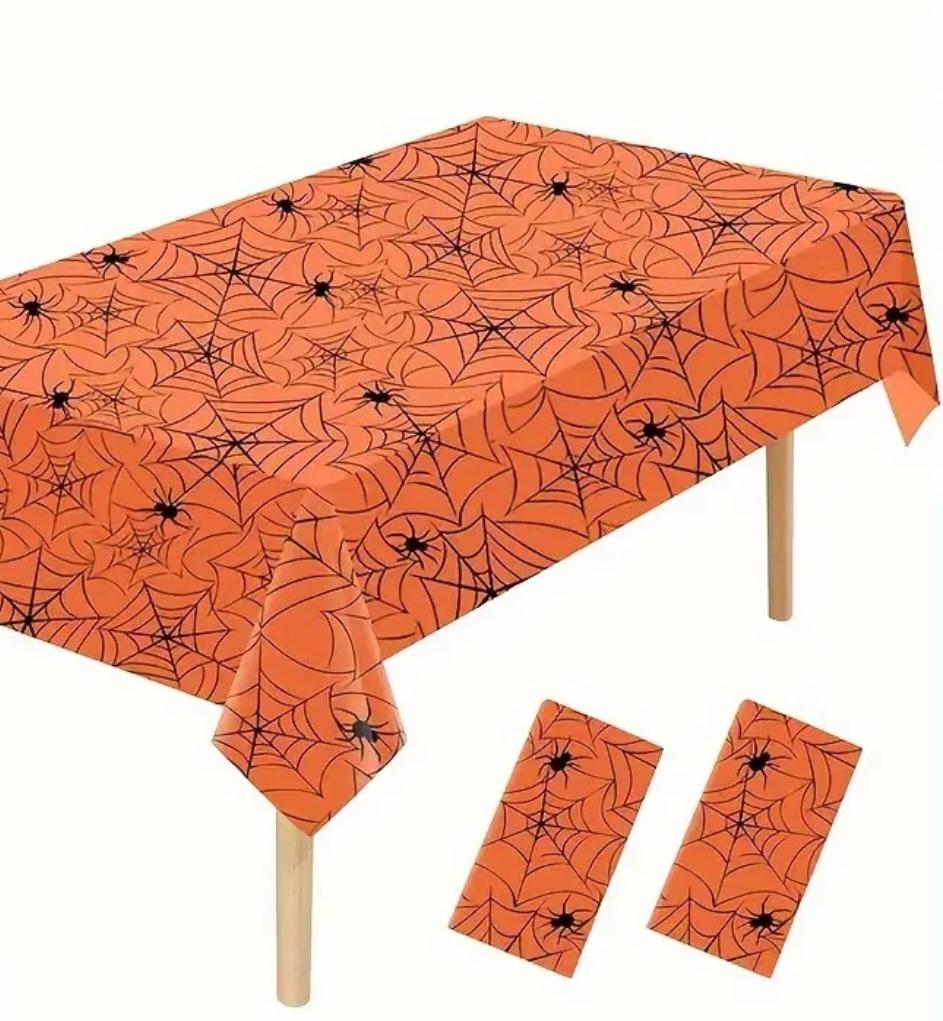 Halloween Tablecloth - Orange Spiderweb