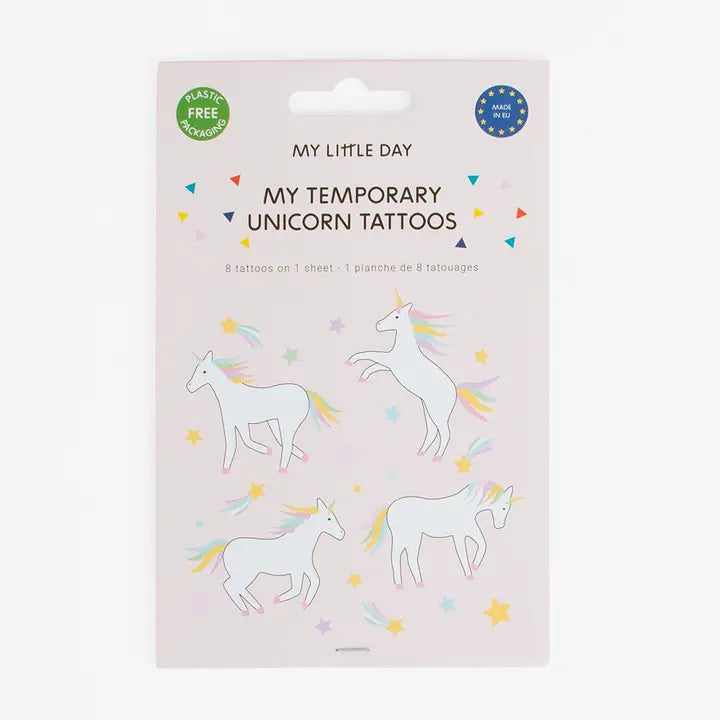 Unicorn Tattoos, Temporary (1 set of 8 tattoos)