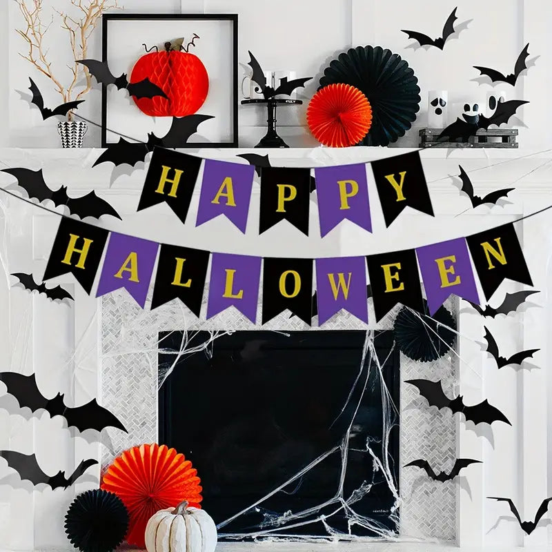 Happy Halloween Banner - Purple, Black