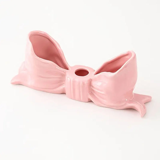 Ceramic Bow Candle Holder, Pink