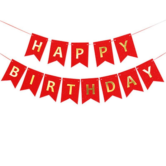 Happy Birthday Banner, Red & Gold