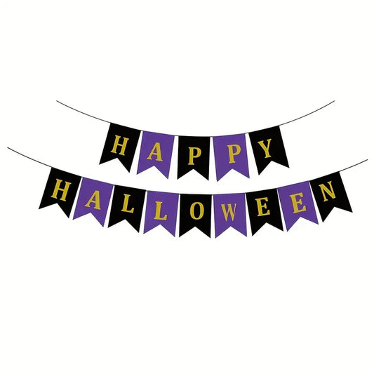 Happy Halloween Banner - Purple, Black