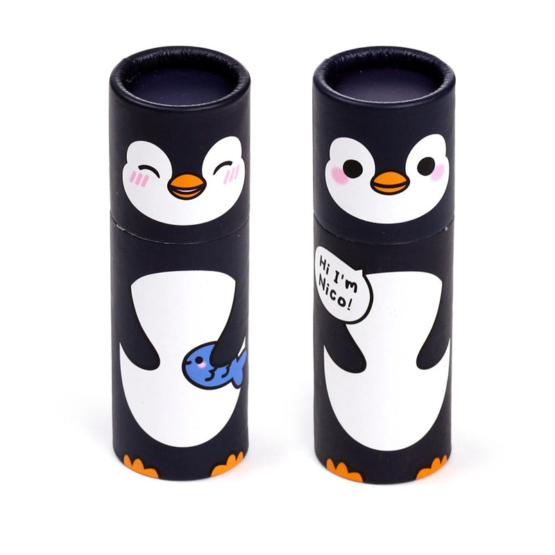 Penguin pencil pot with colouring pencils