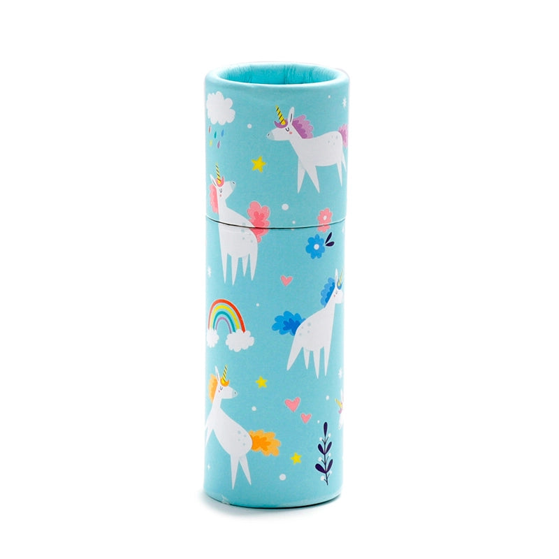 Unicorn pencil pot with colouring pencils