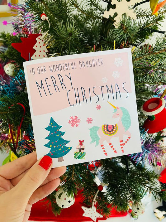 Festive Unicorn Merry Christmas Card