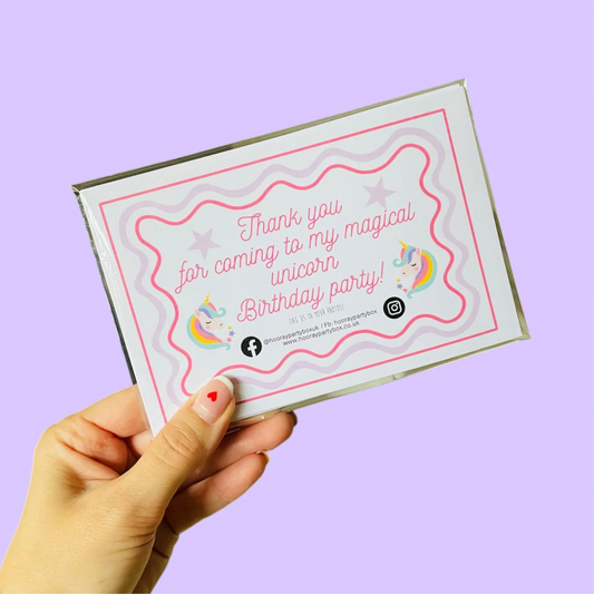 'Thank You For Coming To My Magical Unicorn Party' Cards (6 pack)