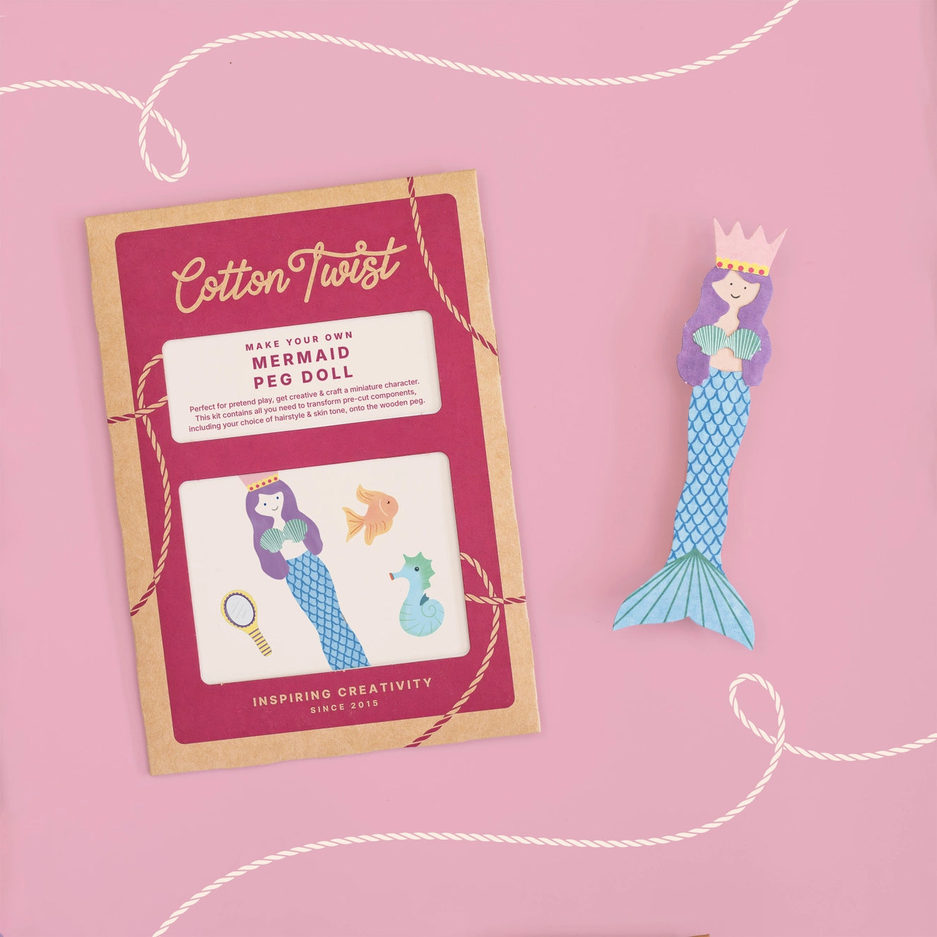 Make Your Own Mermaid Peg Doll Kit