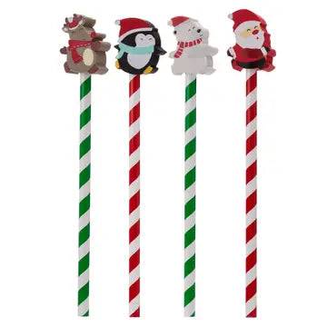 Christmas Characters Pencil with Eraser Topper