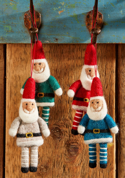 Hanging Felt Santa with Stripey Legs (Individual)