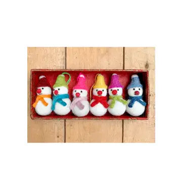 Set of 6 Mini Hanging Felt Snowmen Decorations