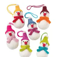Set of 6 Mini Hanging Felt Snowmen Decorations