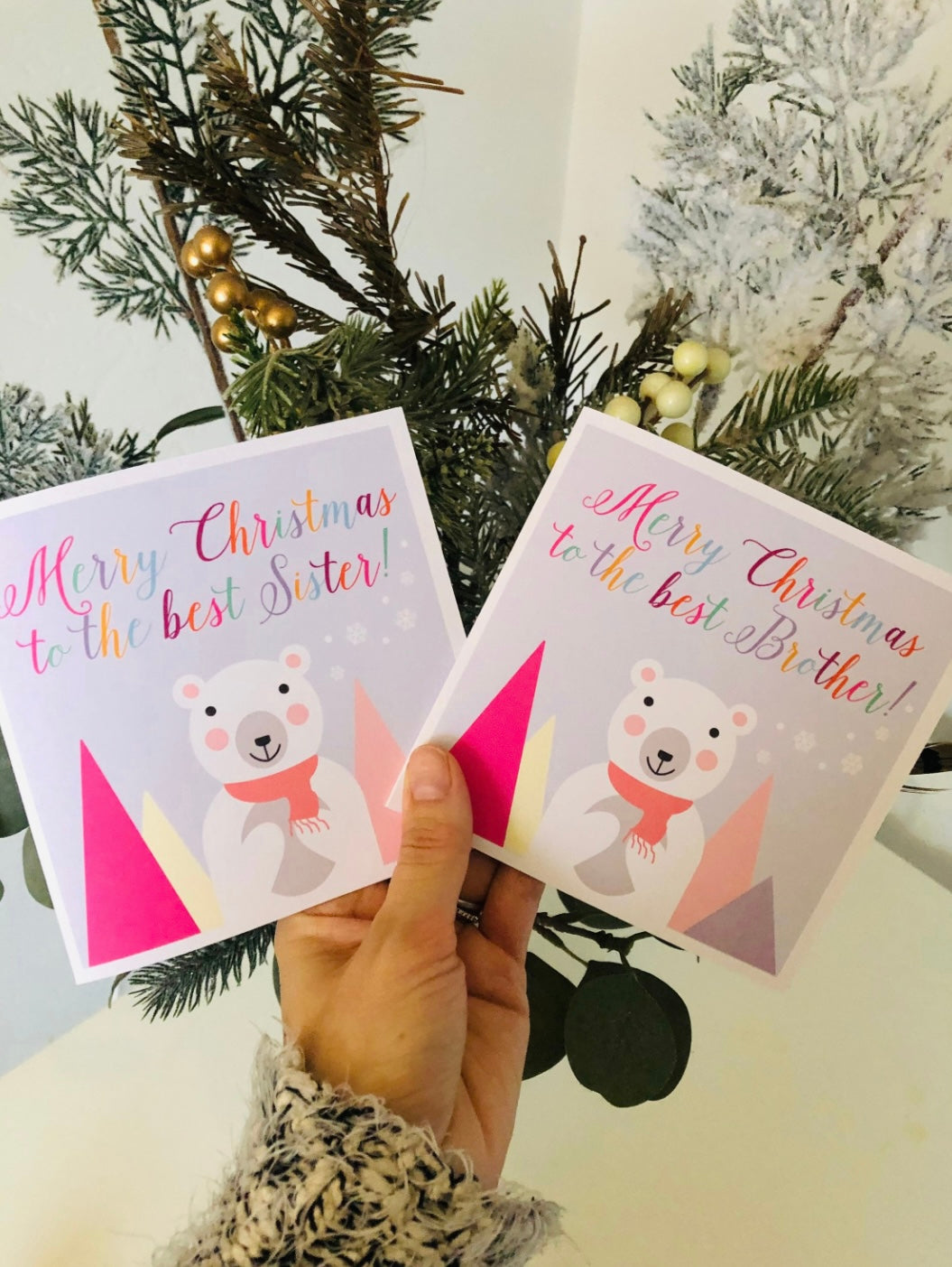 Festive Polar Bear Merry Christmas Card