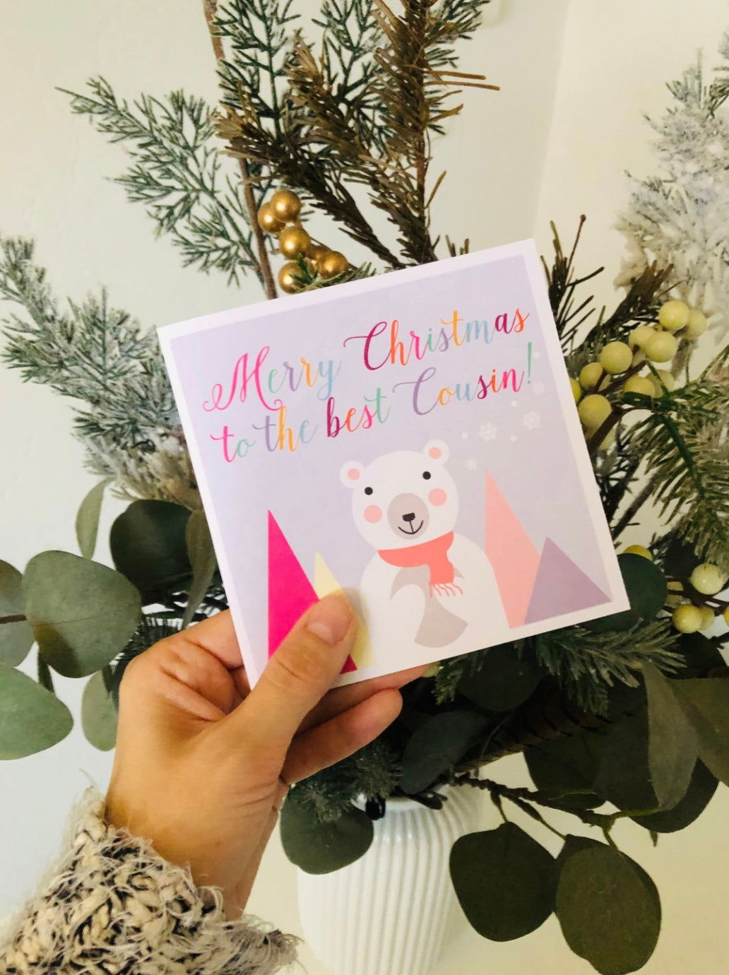 Festive Polar Bear Merry Christmas Card