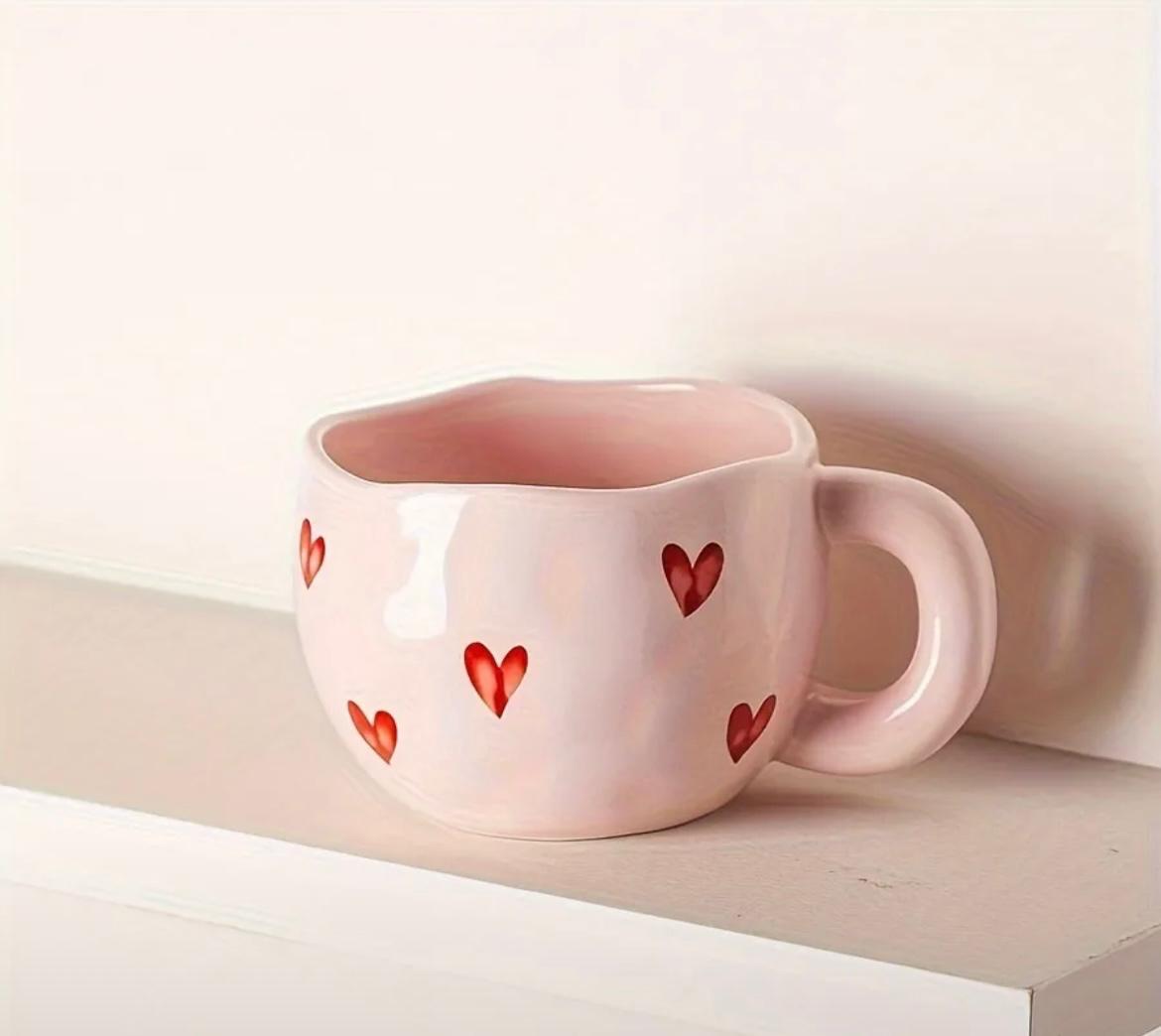 Pink Ceramic Heart Mug