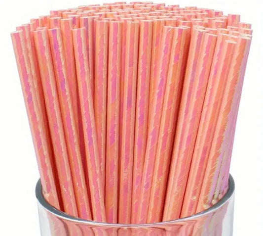 Pink Iridescent Straws