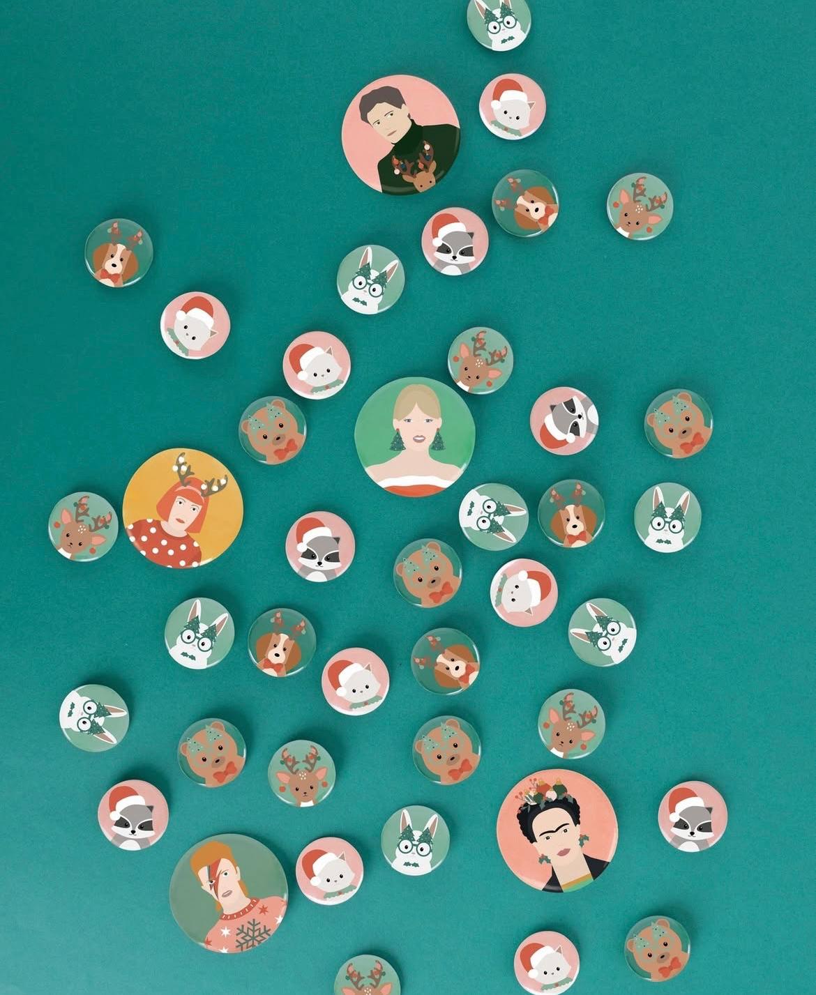 Badges - Christmas Wood Animals