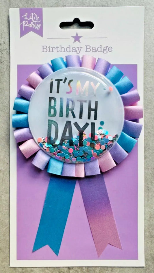 Pastel birthday rosette badge
