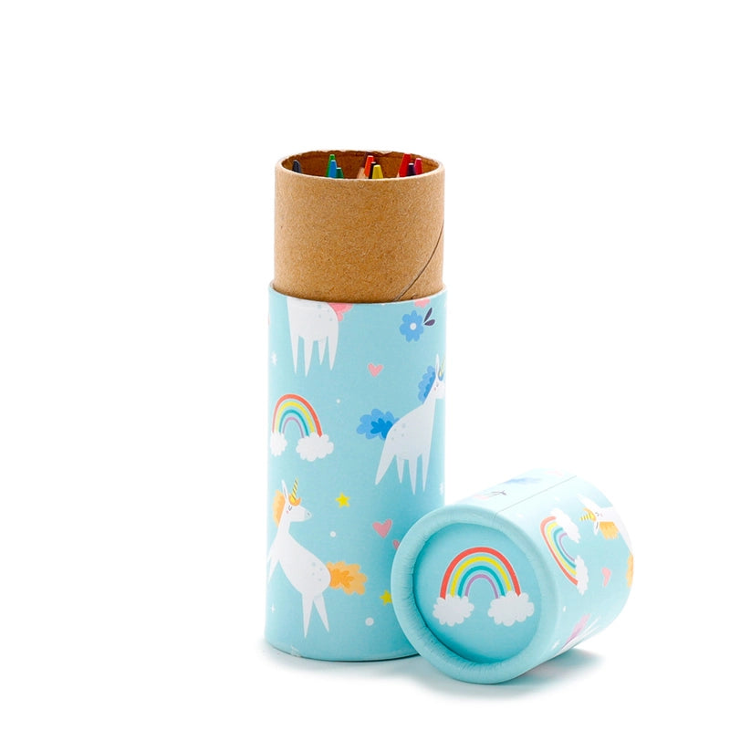 Unicorn pencil pot with colouring pencils