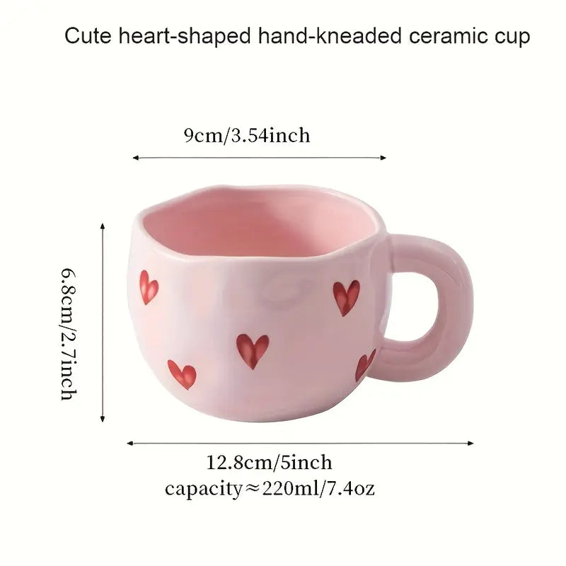 Pink Ceramic Heart Mug