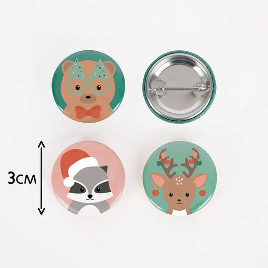 Badges - Christmas Wood Animals